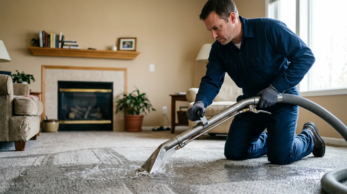 Water damage restoration technician working near Middlefield, CT